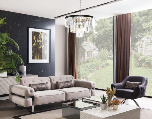 Wunnzëmmer Design Sofa 3-Sëtzer Polster Dräisëtzer Couch Sofas beige