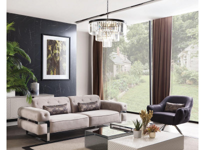 Wunnzëmmer Design Sofa 3-Sëtzer Polster Dräisëtzer Couch Sofas beige
