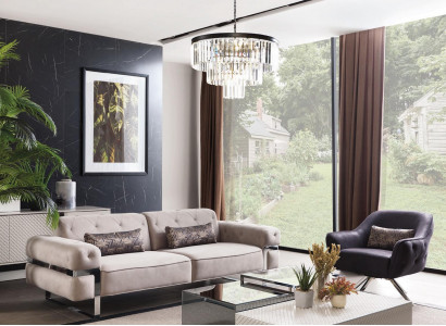 Wunnzëmmer Design Sofa 3-Sëtzer Polster Dräisëtzer Couch Sofas beige