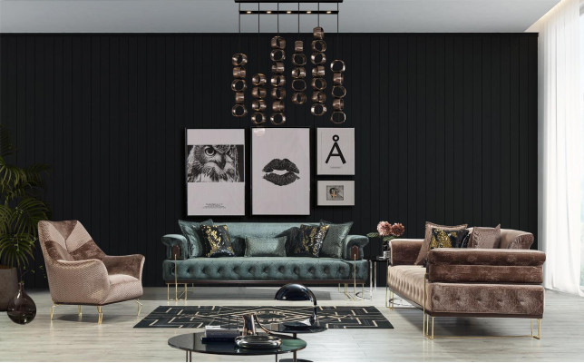 Fotell Design Wunnzëmmer Polster Holz Polster Modern Luxus brong Nei