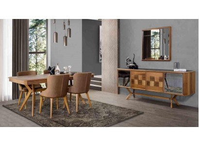 Iesszëmmer Garnitur Dësch 6x Lehnstull Still Luxus Iessgruppeset Nee Komplette