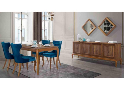 Komplett Set Iessdësch 4x Stull Iesszëmmer Set Iess Grupp Holz Dësch Dëscher 6tlg