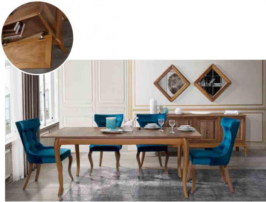 Komplett Set Iessdësch 4x Stull Iesszëmmer Set Iess Grupp Holz Dësch Dëscher 6tlg