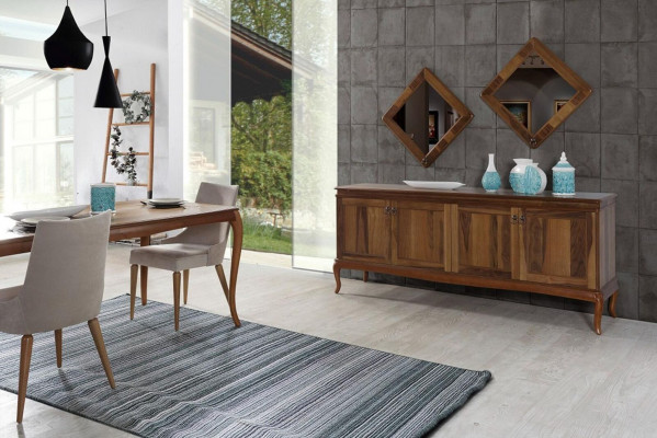 Komplett Set Iessdësch 4x Stull Iesszëmmer Set Iess Grupp Holz Dësch Dëscher 6tlg