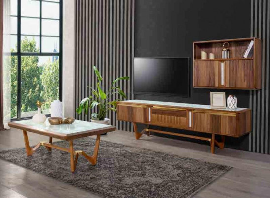 Sideboard TV Lowboard RTV Schaf Dësch Wunnzëmmer Holz Modern Wunnwand Miwwelen