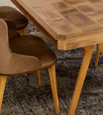 Designer Holz Iesszëmmer Set Dësch 4x Lehn Still Set Garnitur Polster 5-Deel Set