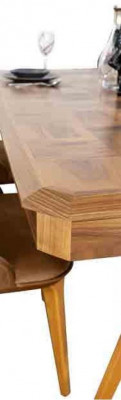 Designer Holz Iesszëmmer Set Dësch 4x Lehn Still Set Garnitur Polster 5-Deel Set