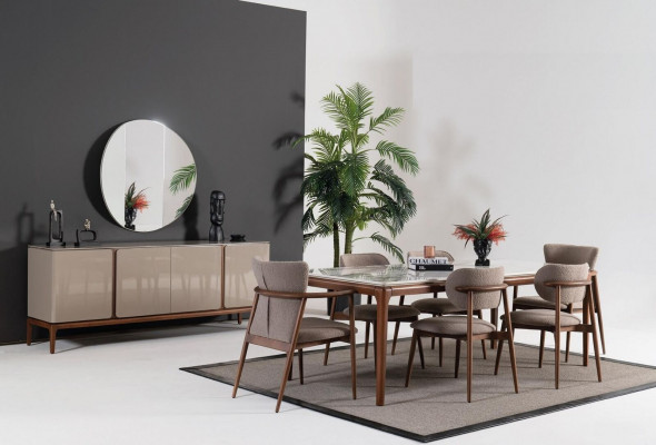 Wunnenzëmmer Schief Spigel Sideboard Holz mat Metall Stil schwaarz Kommode