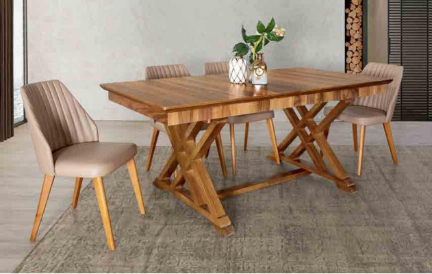 Garnitur Dësch 6x Léinstull Still Luxus Iessgrupp Set 7 Stéck Komplett Iesssall