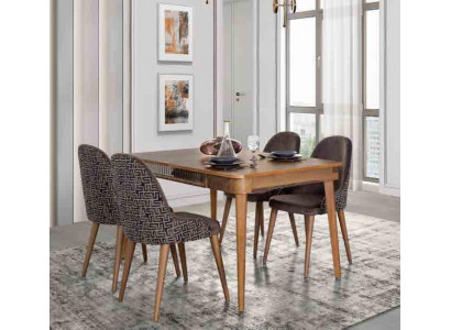 Dësch Design Still 5tlg Iesszëmmer Holz Dëscher Iessgruppe Set Stull Grupp Nei
