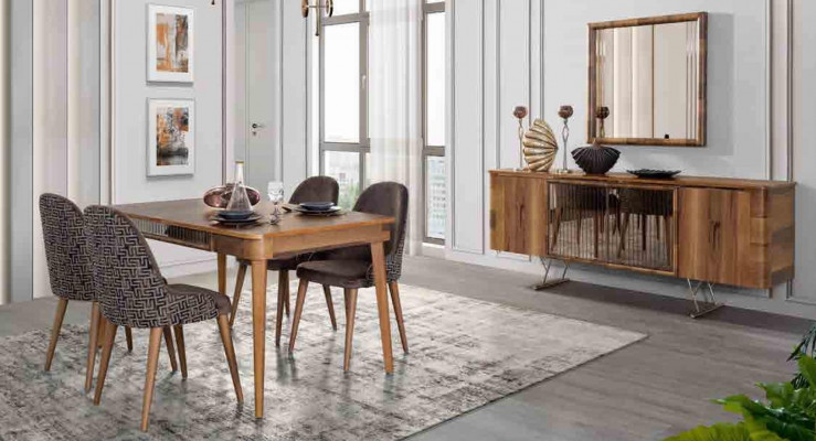 Dësch Design Still 5tlg Iesszëmmer Holz Dëscher Iessgruppe Set Stull Grupp Nei