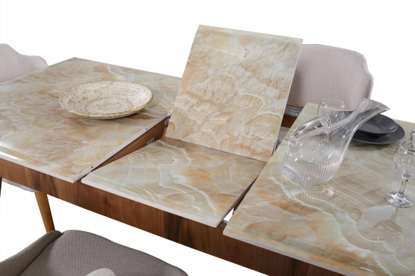 Iesszëmmer Holz Dëscher Iessgruppeset Stullgruppp Nei Dësch 4x Design Still 5tlg