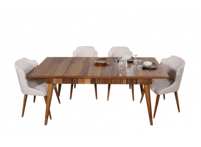 Iesszëmmer Set Iessgrupp Holz Dësch Dëscher 5tlg Komplett Set Iessdësch 4x Stillen