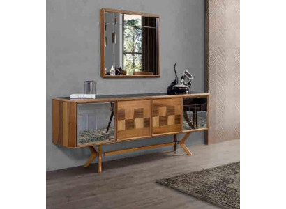 Anrichte Miwwel Schaf Garnitur Set 2-Teilig Kommode Spigel Neit Sideboard Kommoden
