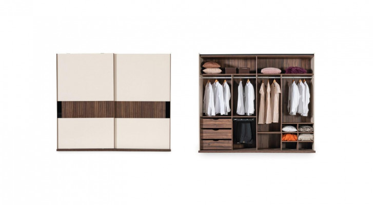 Luxus Kleederschaf mat Schiebetüren Holz Schaf Modern Stil Beige