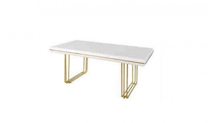 Luxus Iessdësch Dësch Iesszëmmer Dëscher Metall Design Kichendësch Wäiss Gold Holz