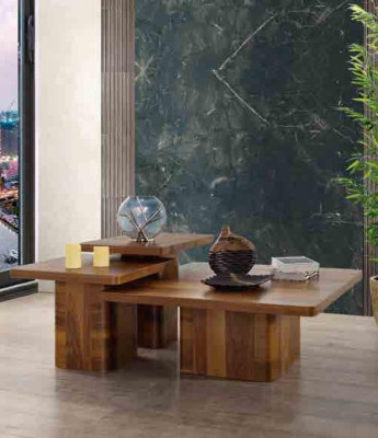 Holzdësch Couchtisch Set 3tlg. Dësch Sets Wunnzëmmer Canapé Holz Dëscher Miwwelen