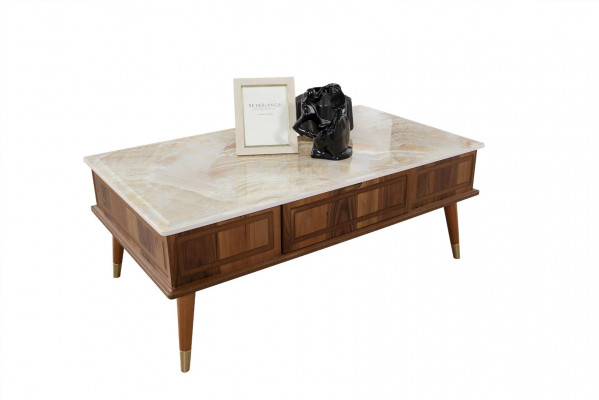 Design Couchtisch Wunnzëmmer Steenoptik Dësch Beistelltableau Dëscher 160x68cm