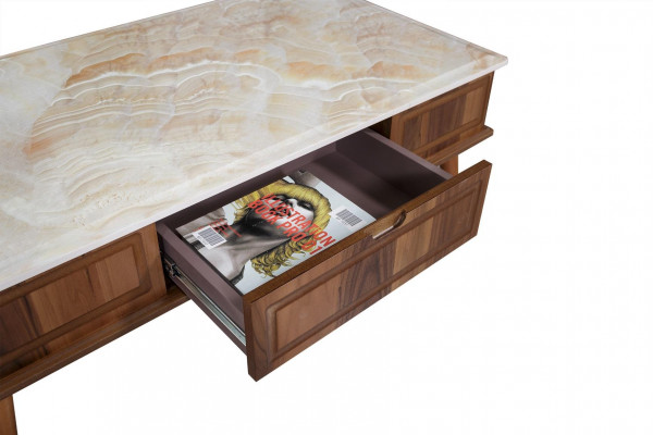 Design Couchtisch Wunnzëmmer Steenoptik Dësch Beistelltableau Dëscher 160x68cm