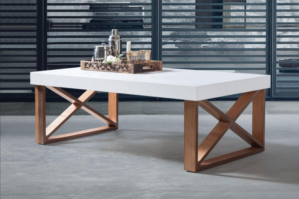 Canapé Dësch Kaffisdësch Wunnzëmmer Wäiss Luxus Canapéen Design Holzdëscher