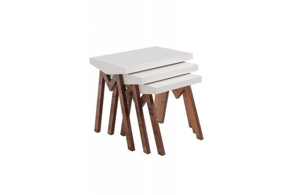 Blummständig Beistelltische Holzdëscher Set Beistelltisch Dësch Couchtisch 3tlg.