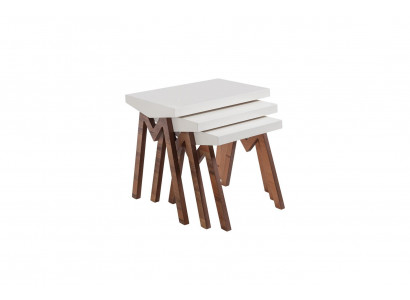 Blummständig Beistelltische Holzdëscher Set Beistelltisch Dësch Couchtisch 3tlg.