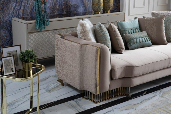 Design Dräisëtzer Couch Polster 232cm Sofa Couchen Miwwelen Grouss XXL Wunnzëmmer