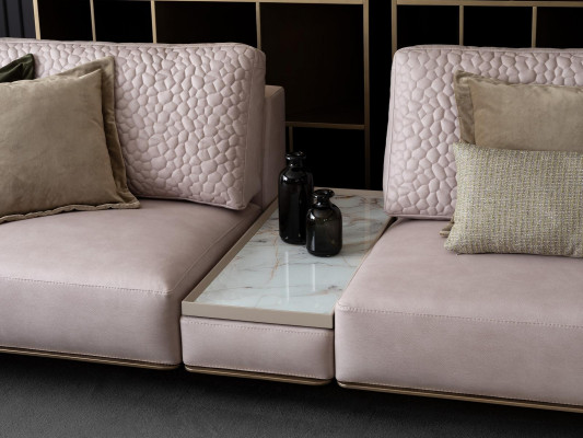 Elegant 3-Sëtz Sofa Rosa Wunnzëmmer Modernen Design Sofas Couchen