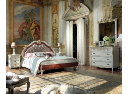 Design-Schlofzëmmer 5 Deeler Komplett-Set Bett Nuetsdësch Kommode Italienesch Sets