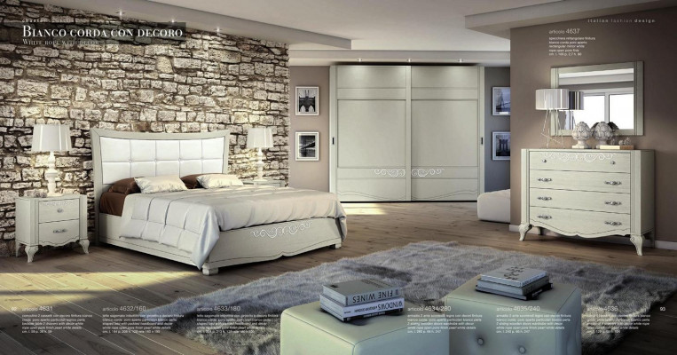 Luxus Set 6-stéck Schlofzëmmer Bett Nuetsdësch Kleederschaf Kommode Spigel Holz