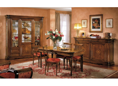 Design Iesszëmmer Set Garnitur 7tlg Holz Miwwelen Kommode 4x Stull Dësch Vitrin Nei