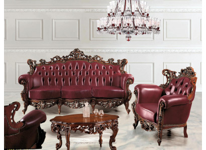 Luxus Miwwelen Sofagarnitur Canapé Sofa Gestofféiert 3 + 1 Sëtz Canapé Dësch Holz 3 Stéck.