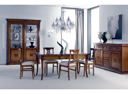 Iesszëmmer Set 7tlg. Iessdësch Still Kommode Vitrinn Grupp Garnitur Holz Braun