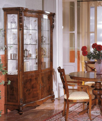 Luxus Iesszëmmer Set Garnitur 6tlg Holzmëbel Kommode 3x Stull Dësch Vitrin Nei
