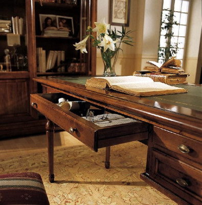 Büro Set Holzdësch Stull Bicherregal Schreibtisch Regal Schief 3tlg. Sets Nei