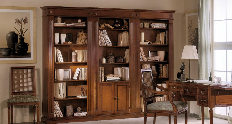 Regal Wunnzëmmer Schaf Bicherregal Holz Büroschaf Schief Vitrin Italien