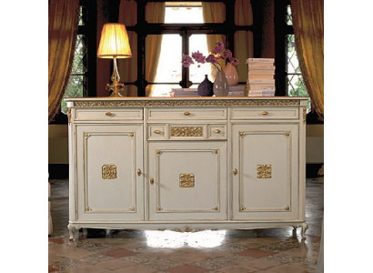 Sideboard wäiss Anrichte Kommode Schieber Holz mat Gold Anrichte Sideboard Nei