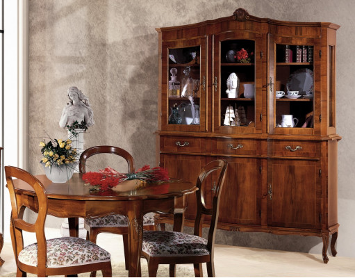 Anrichte Vitrine Sideboard Glasschaf Schaf Holz Massiv Miwwelen Italien Glas