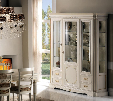 Vitrinn Wunnzëmmer Miwwelen Kommode Massivt Holz Vitrinne Glas Schaf Echt Holz