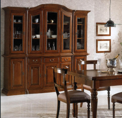 Miwwelen Klassesch Regaler Schranken Vitrinen Vitrin xxl Glas Schaf Anrichte Holz