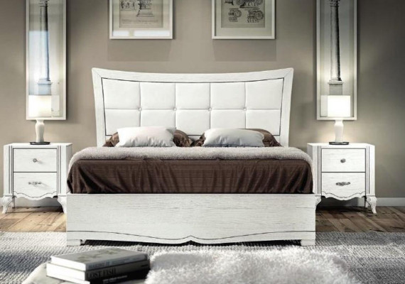 Schlofzëmmer Bett Nuetsdësch Better Holz Garnitur Modern Nuetsdëscher Set 3 Deeler.