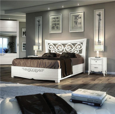 Set 3tlg Schlofzëmmer Bett Nuetsdësch Better Duebelbett Holz Grupp Garnitur Nei