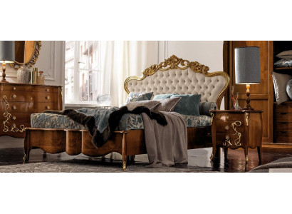 Bett Garnitur Bett Luxus Klassesch Schlofzëmmer Hotelbett Barock Miwwelen Holz