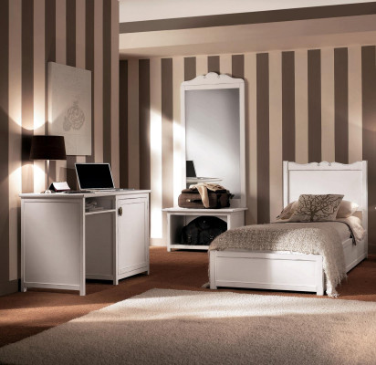 Bett Schreifdësch Schlofzimmer Design Hotel Ariichtung Sets Spigel 4tlg Set