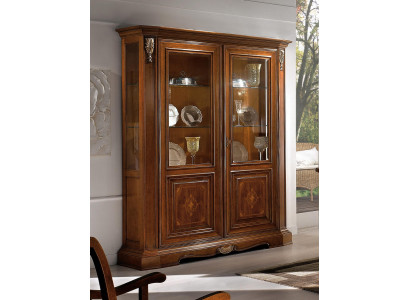 Vitrine 2 Dier Holz Schaf Vitrine Wunnzëmmer Show Schief Design Glas Miwwelen