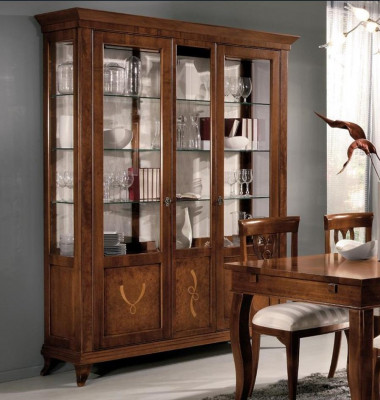 Vitrin Wunnzëmmer Miwwelen Anrichte Massiv Holz Vitrinen Glas Schaf Echt Holz