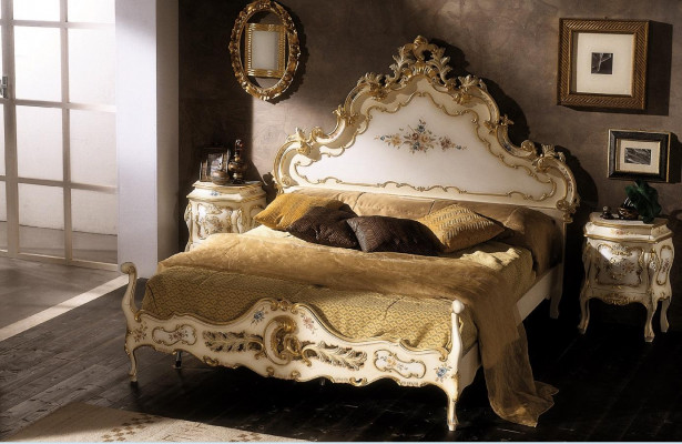 Schlofzëmmer wäiss Bett Holz Luxus Vaccari cav giovanni Massivholz Nei