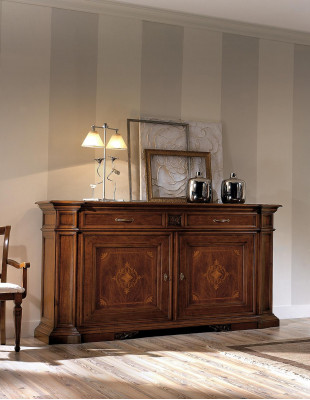 Luxus Kommode Héich Schaf Kommoden Sideboard Schief Holz Braun Italienesch Miwwelen