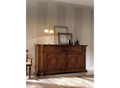 Luxus Kommode Héich Schaf Kommoden Sideboard Schief Holz Braun Italienesch Miwwelen