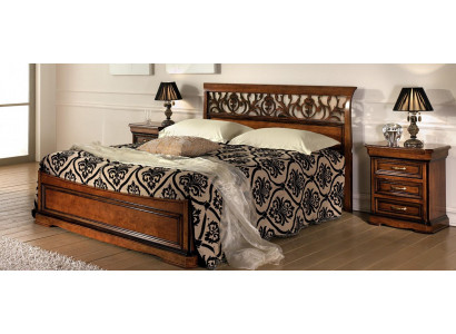 Italienesch Schlofzëmmer Miwwelen Bett Nuetsdësch Massivt Holz Better Set 3 Deeler